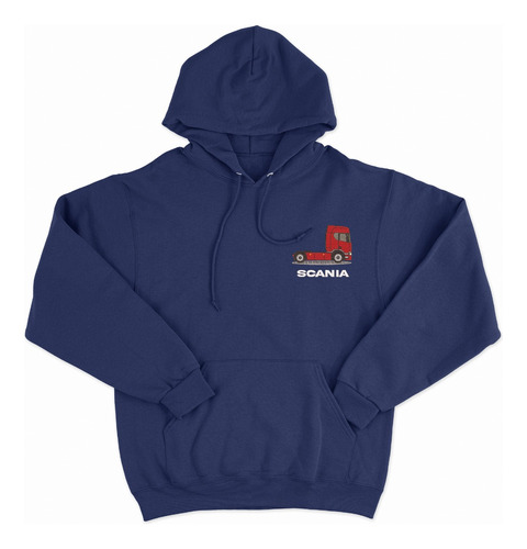 Hoodie Canguro Capucha Hombre Bordado Scania Camión Bordó