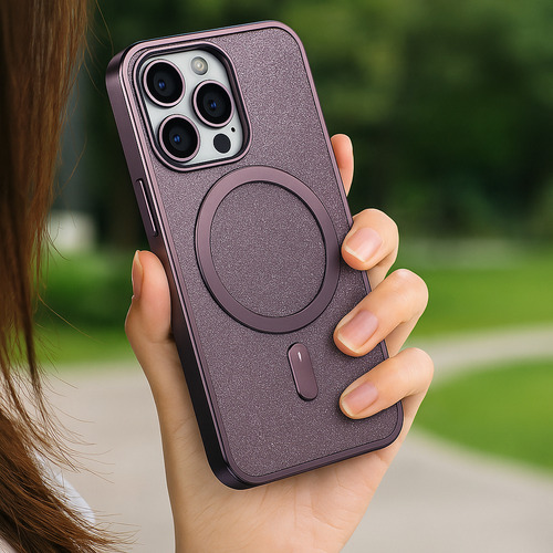 Funda Case Magsafe Correa + 2 Micas Privacidad Para Iphone Violeta Oscuro Iphone 13 Pro