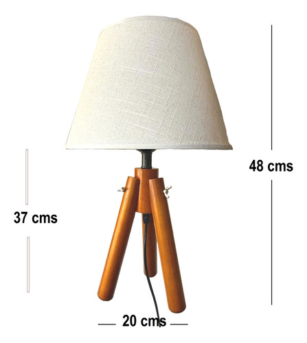 Pack 2 Lamparas Velador De Madera Tripode Soquete E27 Nogal