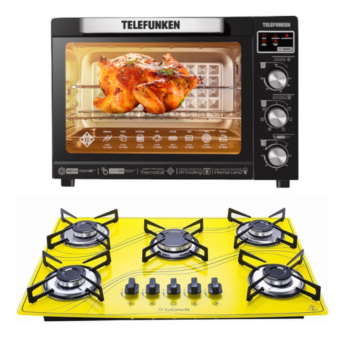 Kit Forno 80l C/ Convecção Telefunken + Cooktop 5b Safanelli