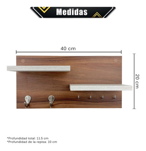 Imagen 4 de 10 de Perchero Portallaves De Pared Decoración Moderno Organizador