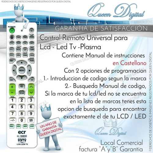 Control Remoto Universal Led Tv Lcd Plasma Todas Las Marcas
