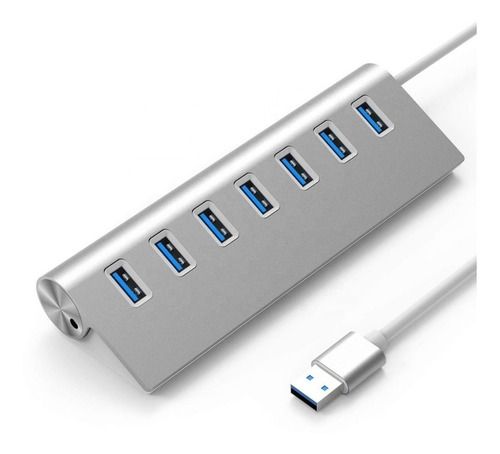 Imagen 1 de 8 de Hub Usb 3.0 De 7 Puertos 5gb Metalico Pc / Mac