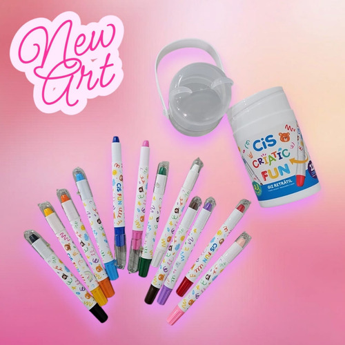 Giz De Cera Retratil Color Gel 12 Cores Aquarelável Cis