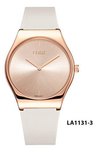 Reloj Mujer Loix La1131-3 Beige Y Oro Rosa, Tablero Champaña