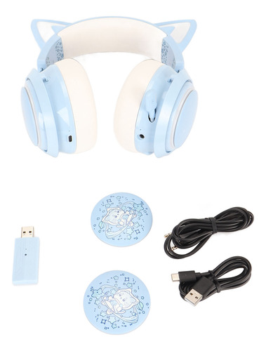 Auriculares Para Juegos Cat Ear Rgb Light Bluetooth Inalámbr