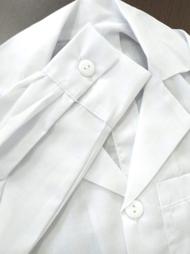 Bata Laboratorio Medico Manga Larga Botón Niños Talla 4 A 16