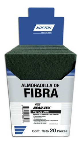 Almohadilla Fibra Verde 6x9 Gmedio Alo Beartex 20bx 20pzs