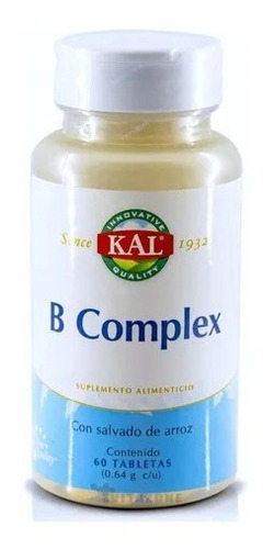 Kal Vitamina B Complex Complejo B12 B6 B1 B2 B3 60 Tabletas
