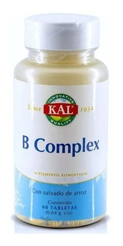 Kal Vitamina B Complex Complejo B12 B6 B1 B2 B3 60tab Sfn Sabor Sin Sabor