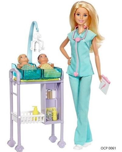 Imagem 1 de 8 de Boneca Barbie Profissões Pediatra Loira - Mattel Ms