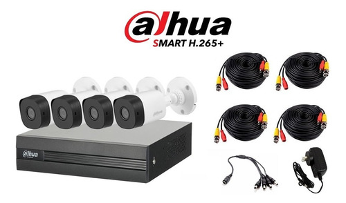 Kit Dahua 4 Cámaras 1080p B1a21 Xvr1b04-i Wizsense Exterior