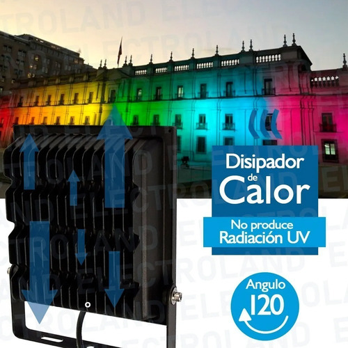 Imagen 4 de 8 de Reflector Led Rgb 50w Exterior Ip65 16 Colores Slim - 220v