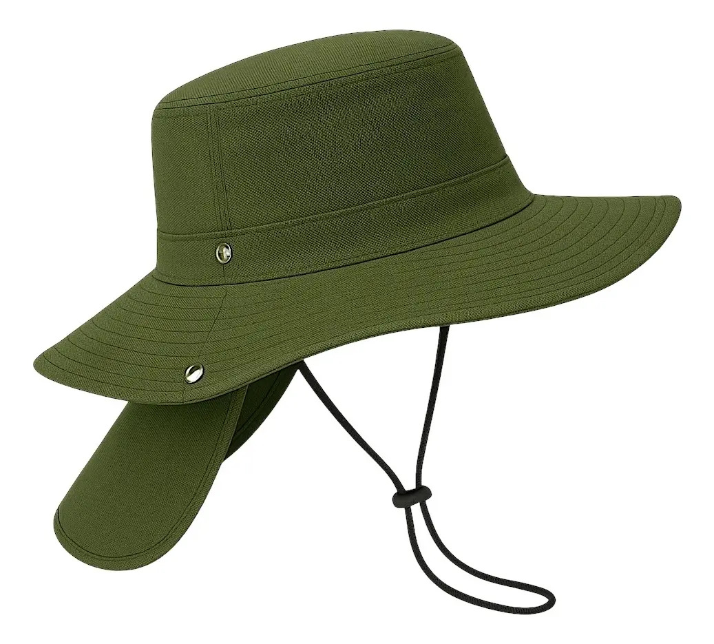 Sombrero Con Proteccion En Cuello Contra El Sol De Campismo Color Verde Talla Unitalla Adulto