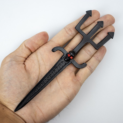Athame Exu Com Tridente E Crânio Em Metal Negro 17 Cm