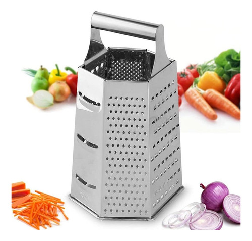 Rallador De Queso Verdura Acero Inoxidable Rebanador 6 Caras