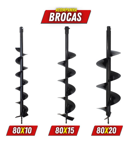 Trado Motorizado Com Broca 80x10 80x15 80x20 Anmax Gd520b
