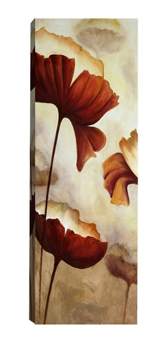 Imagem 3 de 5 de Par De Quadros Para Sala Quarto Corredor 20x60 Floral Marrom