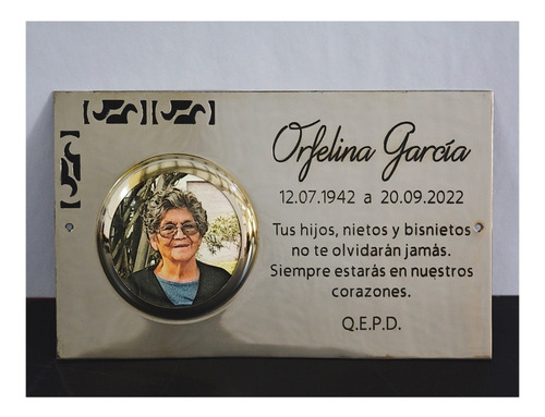Imagen 8 de 10 de Placa Recordatoria Para Cementerio 25x15 Con Foto 6x9