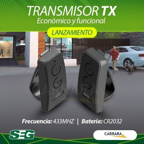 Imagen 2 de 4 de Transmisor Control Remoto Seg Tx 2 Botones Portón Automático