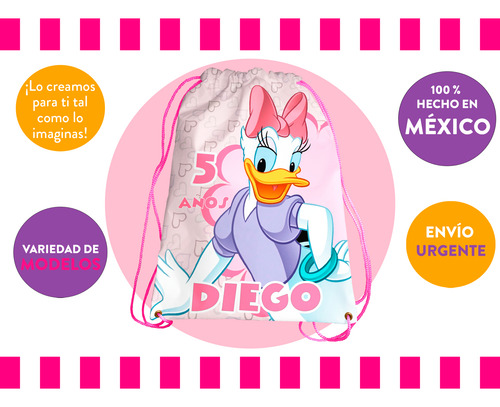 Morralito Recuerdo Bolo Fiesta Pato Donald Personalizado 35u