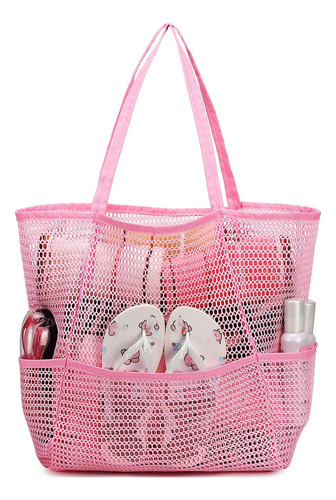 -bolsa De Playa Grande De Malla For Mujer Con Múltiples Bol