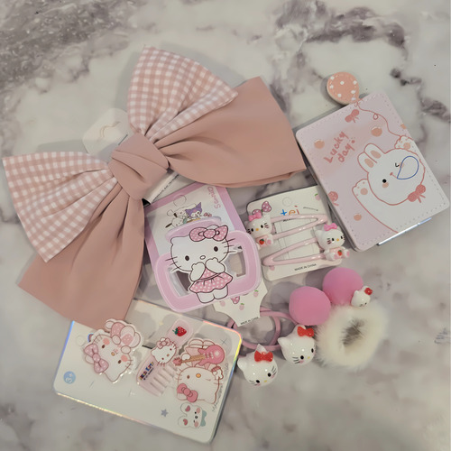 Set Kit Accesorios De Pelo Sanrio Kitty Kawaii Rosa