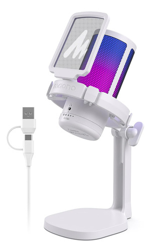 Micrófono Gamer Maono Gamerwave Dgm20 Rgb, Blanco