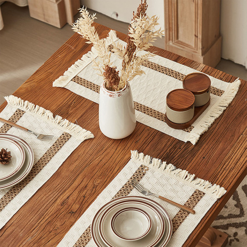 Para Decoración De Mesa Con Borlas Tejidas, Bandera De