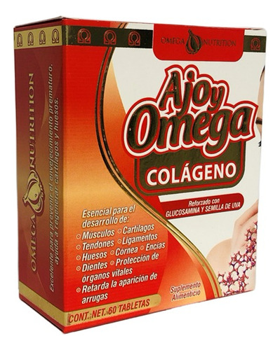 Ajo Y Omega Colágeno Reforzado Glucosamina Omega Nutrition Sabor Sin Sabor