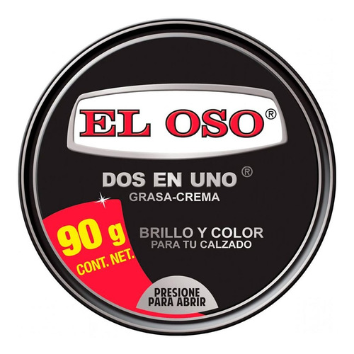 Grasa Crema Para Calzado El Oso Dos En Uno Color Negro 90g