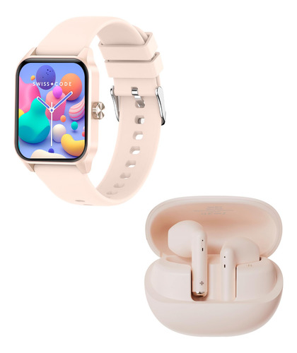 Swiss Code Smartwatch Grid Rosa + Audífonos Inalámbricos