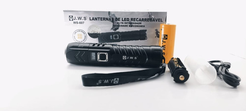 Lanterna Jws Ws-607 Digital Led P90 Com Visor + Power Bank