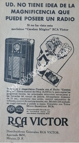 Cartel Retro Radios Rca Victor 226. Cerebro Magico 1930s 405