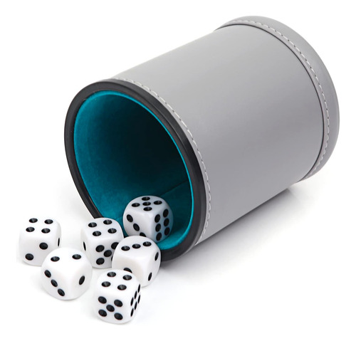 Copa De Dados De Cuero Pu Con Fieltro De Dados Con 6 Dados,