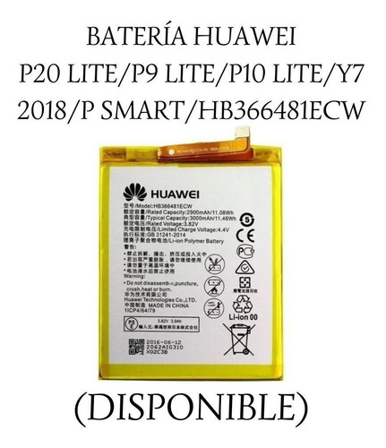 Batería P20 Lite/p9 Lite/p10 Lite/y7 2018/psmart/hb366481ecw