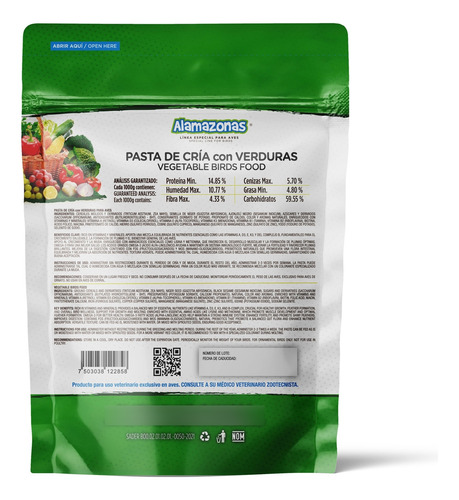 Kit 7 Pasta De Cría Con Verduras 1kg Vegetable Alamazonas
