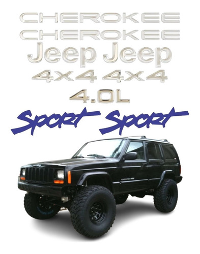 Kit Adesivo Resinado Jeep Cherokee Sport Preta Chkrs02