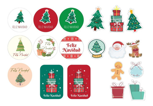 Stickers Circulares Navidad 5cm X100