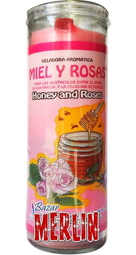 Veladora Rosas Y Miel - Une Los Lazos Amorosos