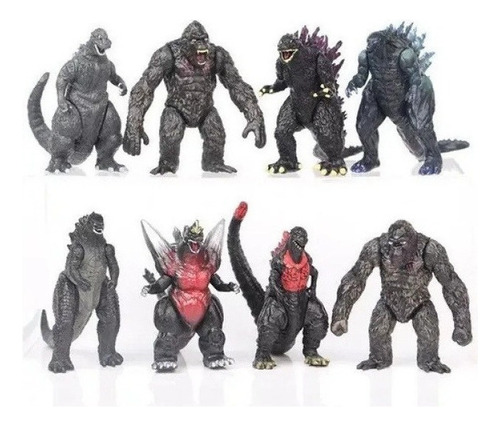 8 Peças De Boneca De Dinossauro Godzilla King Kong De 2ª Ger