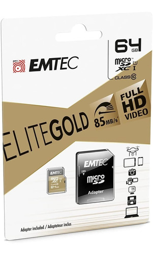 Emtec - Microsd Class10 64gb Memoria Microsdxc Fullhd Video