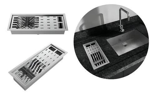 Escorredor de Louça Embutido Aço Inox Escovado DQI Unic 4140 Bancada