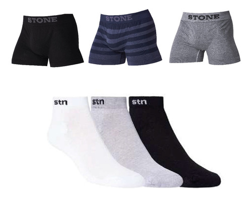 Boxer X3 Stone Surtido + 3 Pares Soquetes Stone