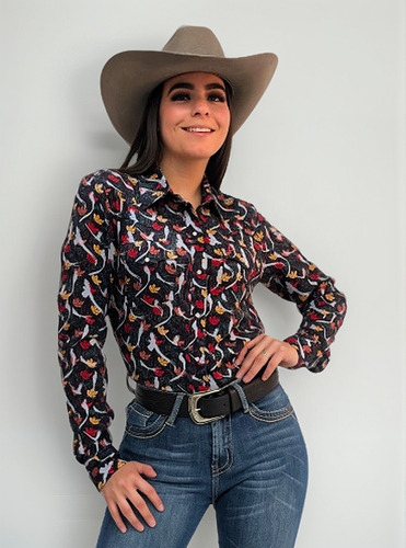 Camisa Vaquera Estampado Quetzal Marino A-cm135
