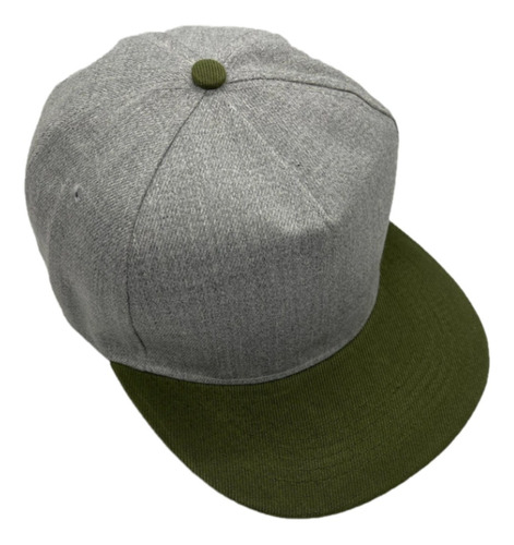 Gorra Snapback Combinada Visera Plana Alta Calidad Premium Gris / Verde Oliva Regulable