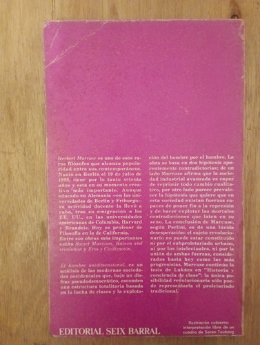 El Hombre Unidimensional - Herbert Marcuse (Usado)