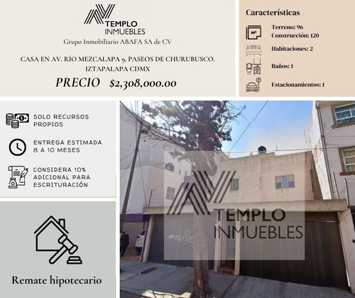 Casa En Venta En Av. Río Mezcalapa 9, Paseos De Churubusco. Iztapalapa Cdmx