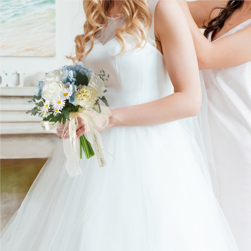 Azul Y Blanco Ramo De Mano Flores Artificiales Ramos De Boda