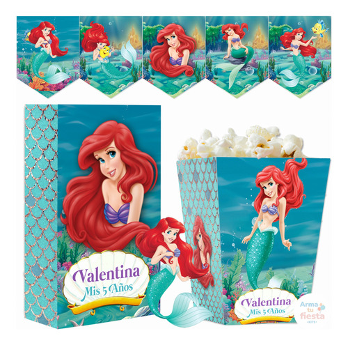 Kit Imprimible La Sirenita Ariel Texto Editable